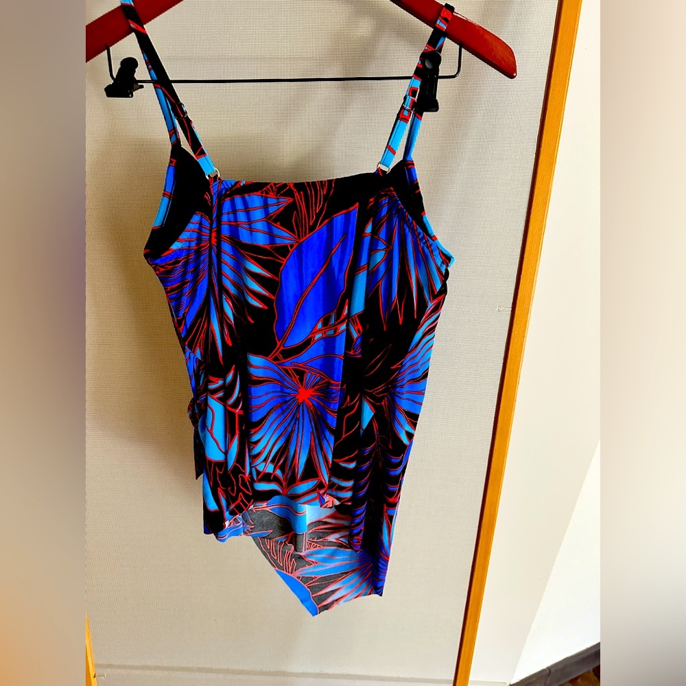 Tropical Blue and Black swimsuit top